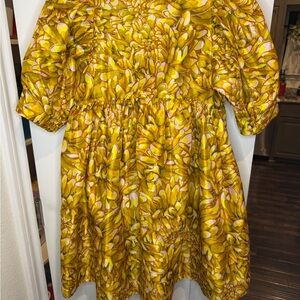 Kika Vargas Yellow and Pink Floral Dress